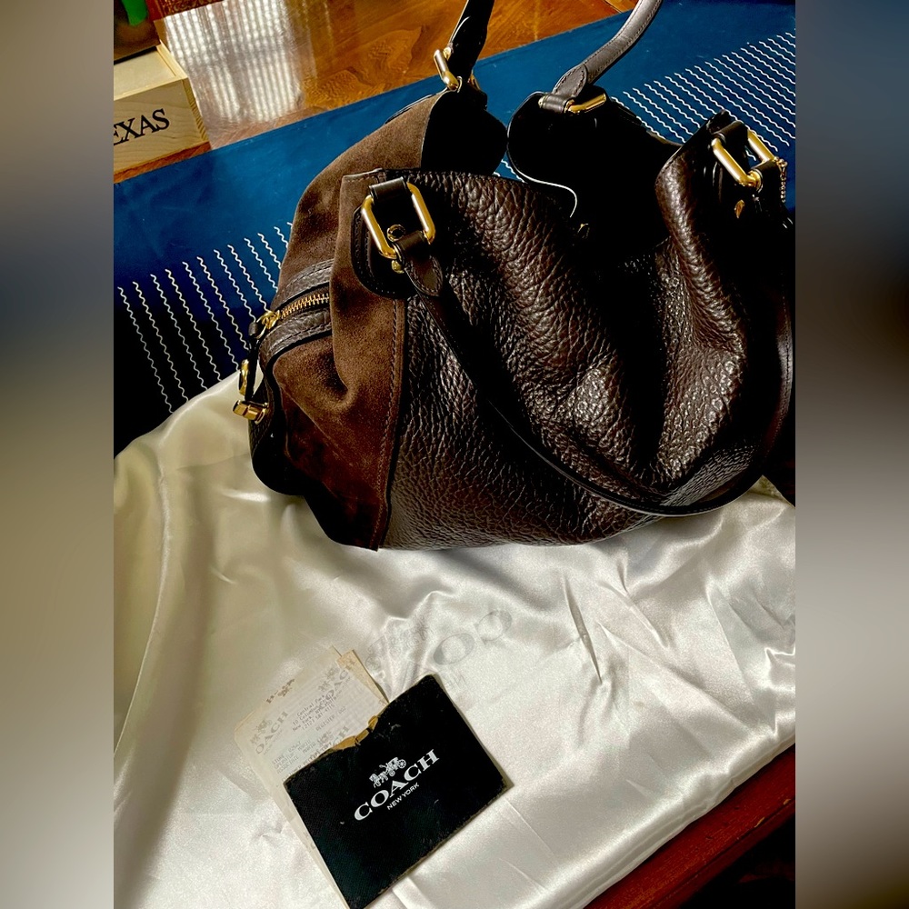 Coach leather bag with suede